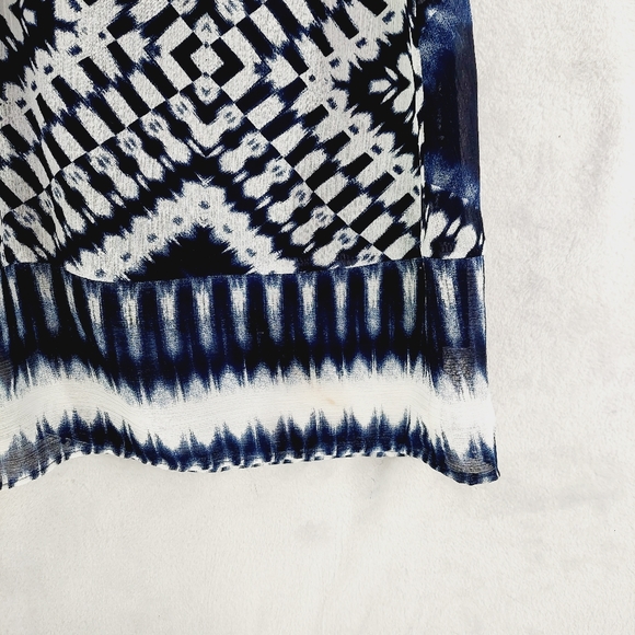 Adrianna Papell Navy Blue Multicolor Crepe Ikat Maxi Dress P6293 - Picture 6 of 11